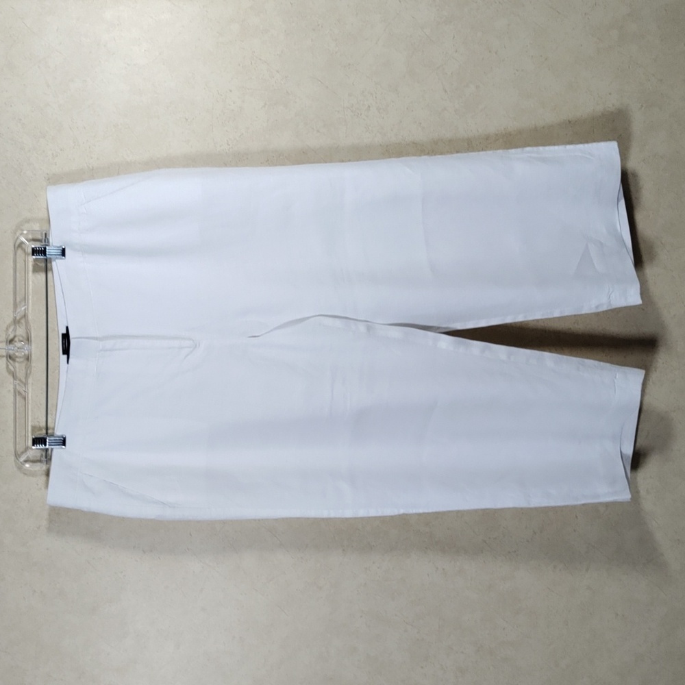H171 Talbots white linen Chelsea wide leg cropped pants 16 FINAL PRICE